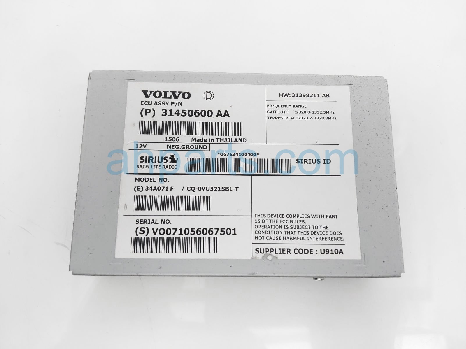 $65 Volvo SATELLITE RADIO TUNER UNIT $65 Volvo SATELLITE RADIO TUNER UNIT