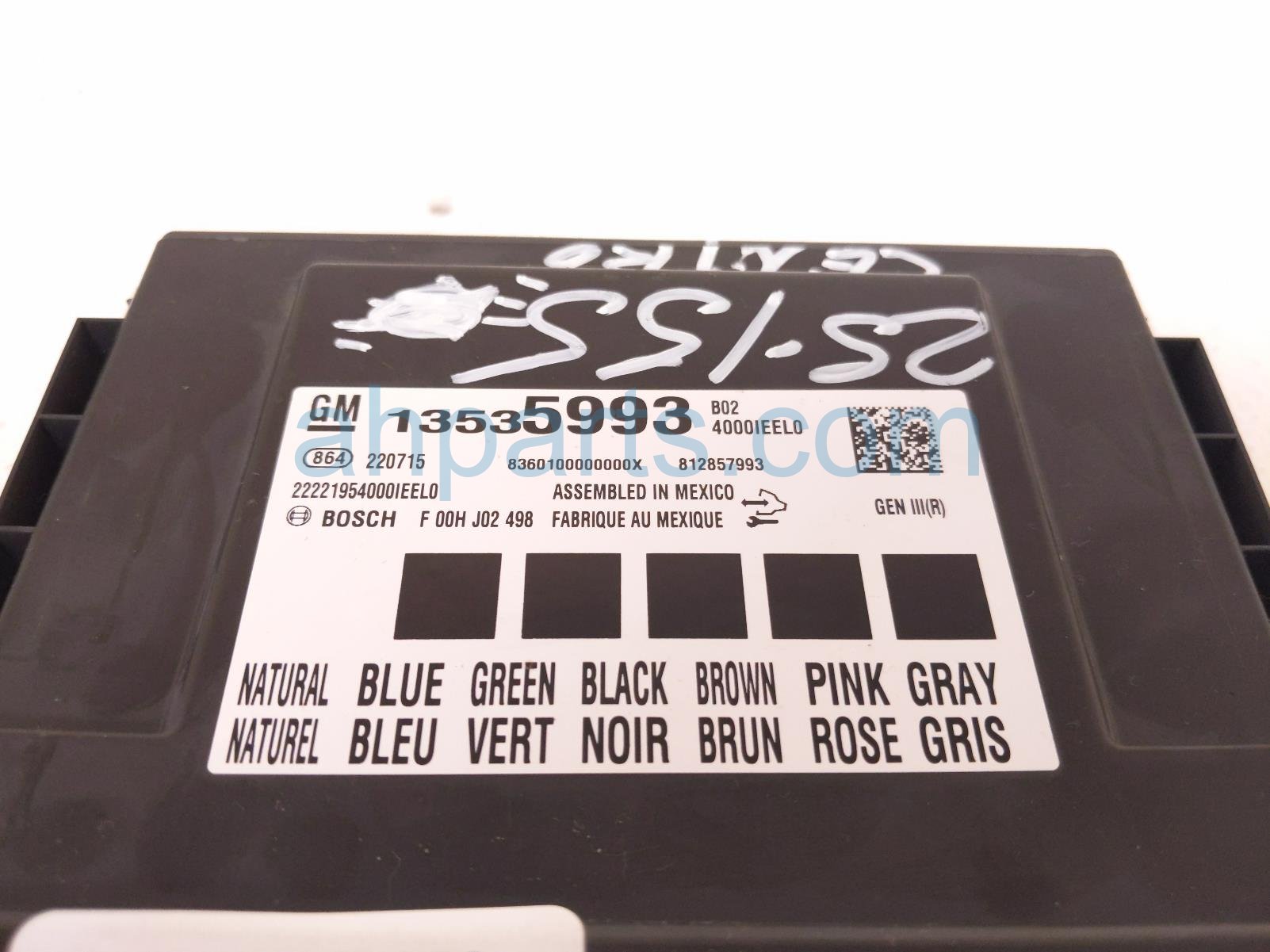 Sold 2023 GMC Acadia Body Control Module Unit - Sle 2.0t 13535993