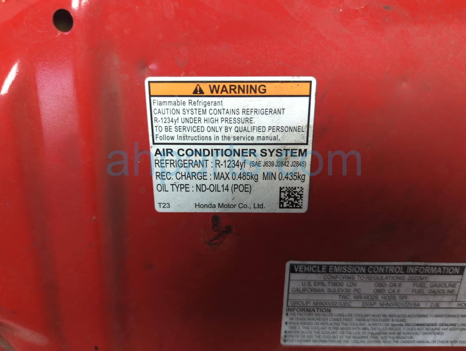 Sold 2022 Honda Civic Hood - Red * 60100-T20-A00ZZ