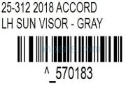 $75 Honda LH SUN VISOR - GRAY $75 Honda LH SUN VISOR - GRAY