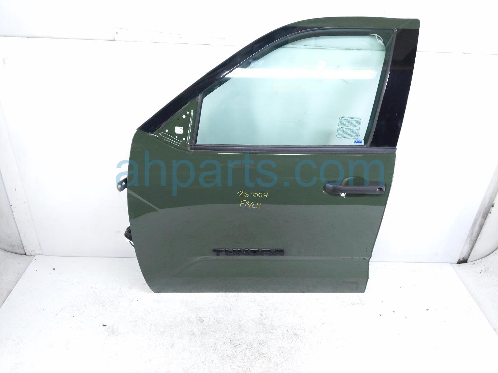Toyota FR/LH DOOR - GREEN - NO MIRROR/TRIM