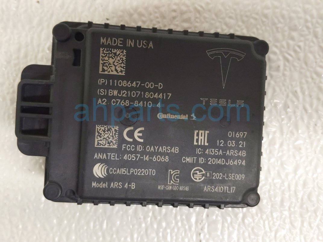 2021 Tesla Model Y Front Collision Warning Radar 1108647 00 D Replacement 2021 Tesla Model Y Front Collision Warning Radar 1108647 00 D Replacement thumbnail