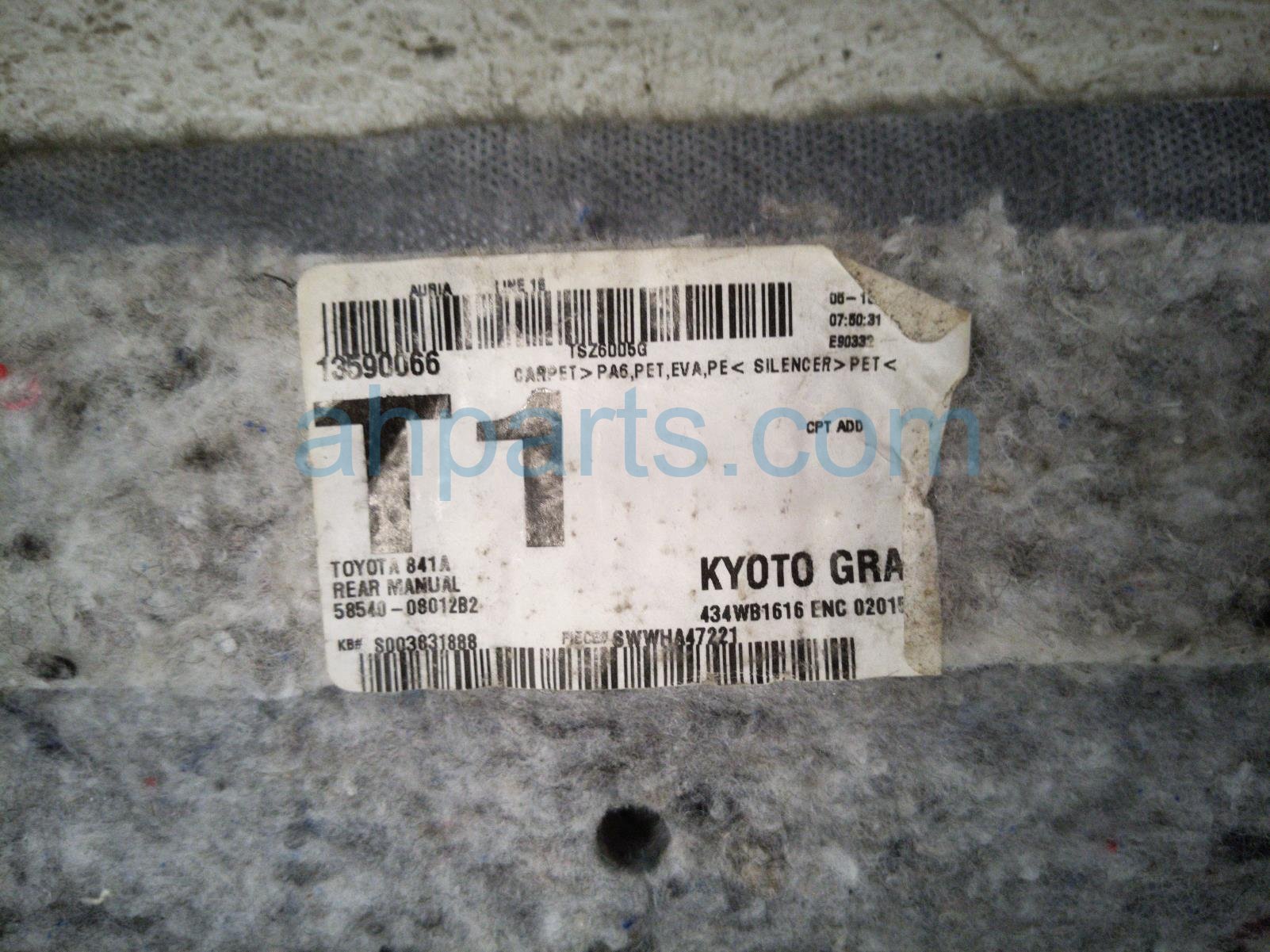 2018 Toyota Sienna Ground Rear Floor Carpet Black 58540 08012 B2 Replacement 2018 Toyota Sienna Ground Rear Floor Carpet Black 58540 08012 B2 Replacement thumbnail