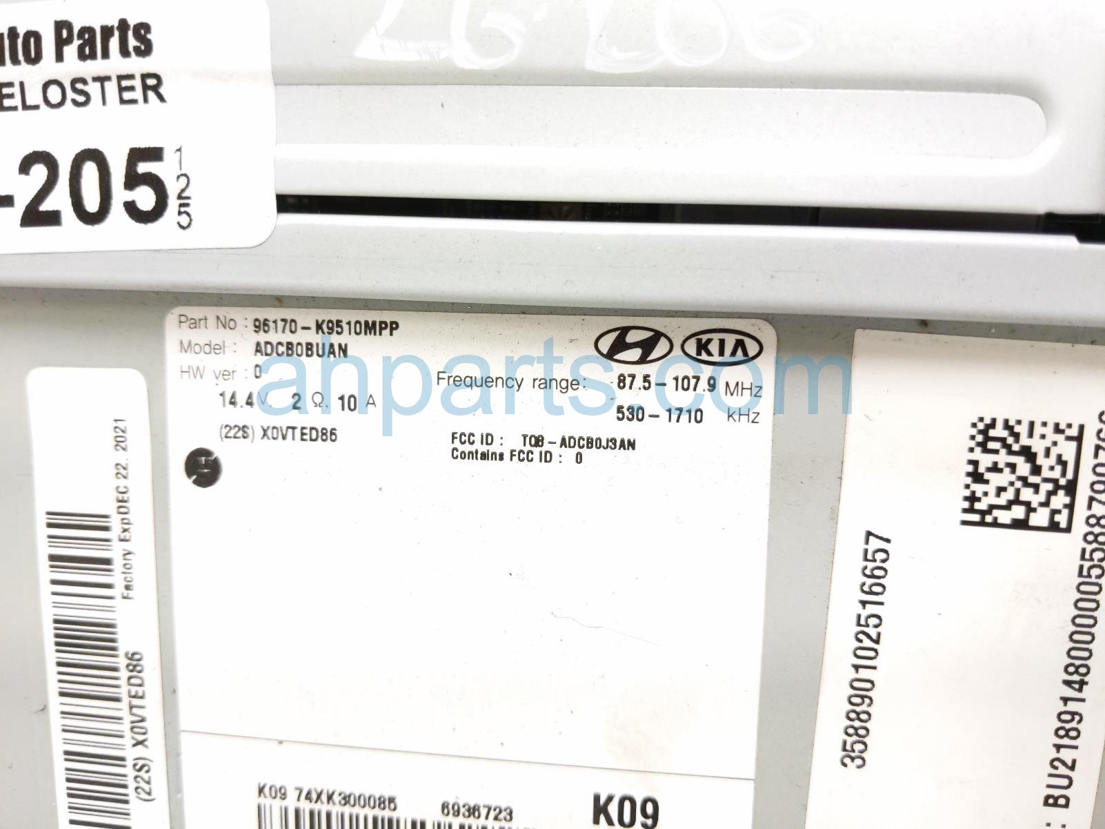 2020 Hyundai Veloster Audio/radio Receiver 96170 K9510 MPP Replacement 2020 Hyundai Veloster Audio/radio Receiver 96170 K9510 MPP Replacement thumbnail