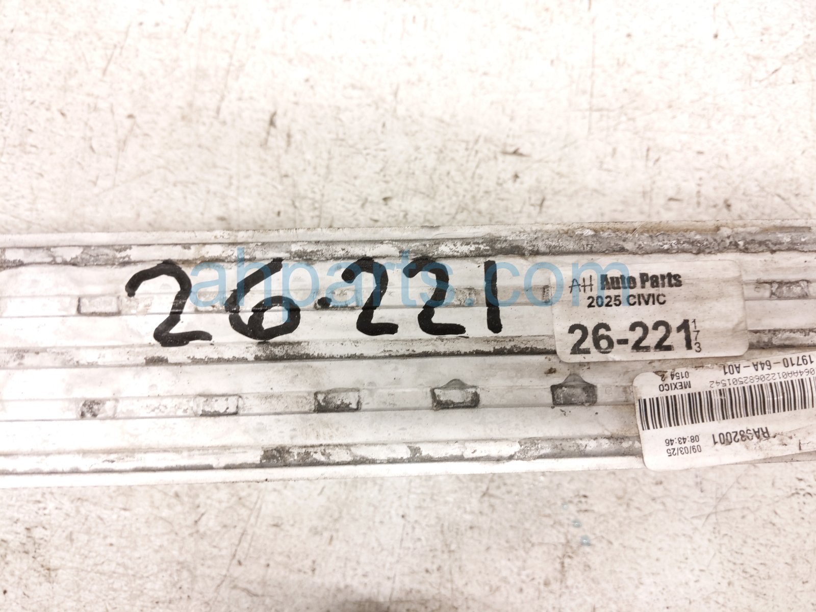 2025 Honda Civic Intercooler 1.5t 19710 64A A01 Replacement 2025 Honda Civic Intercooler 1.5t 19710 64A A01 Replacement thumbnail