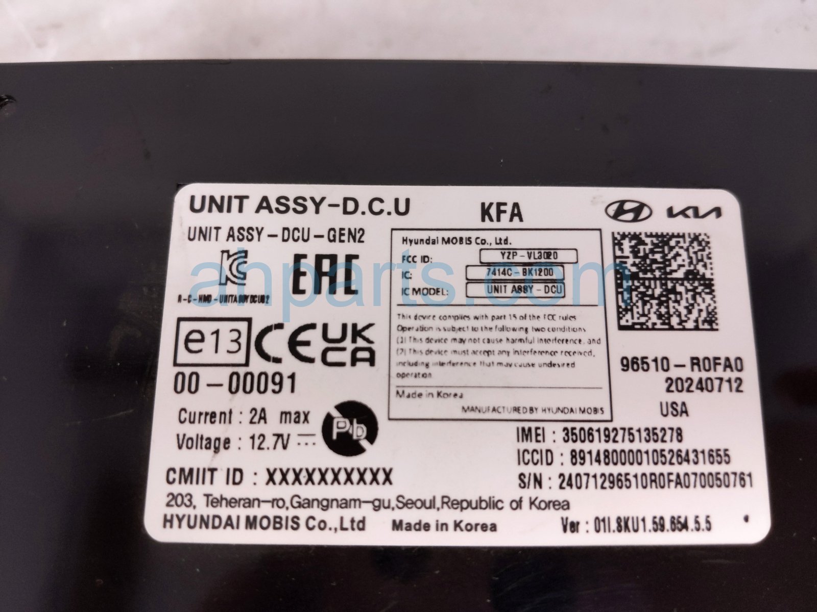 2025 Kia Carnival Dcu Control Module Unit 96510 R0FA0 Replacement 2025 Kia Carnival Dcu Control Module Unit 96510 R0FA0 Replacement thumbnail