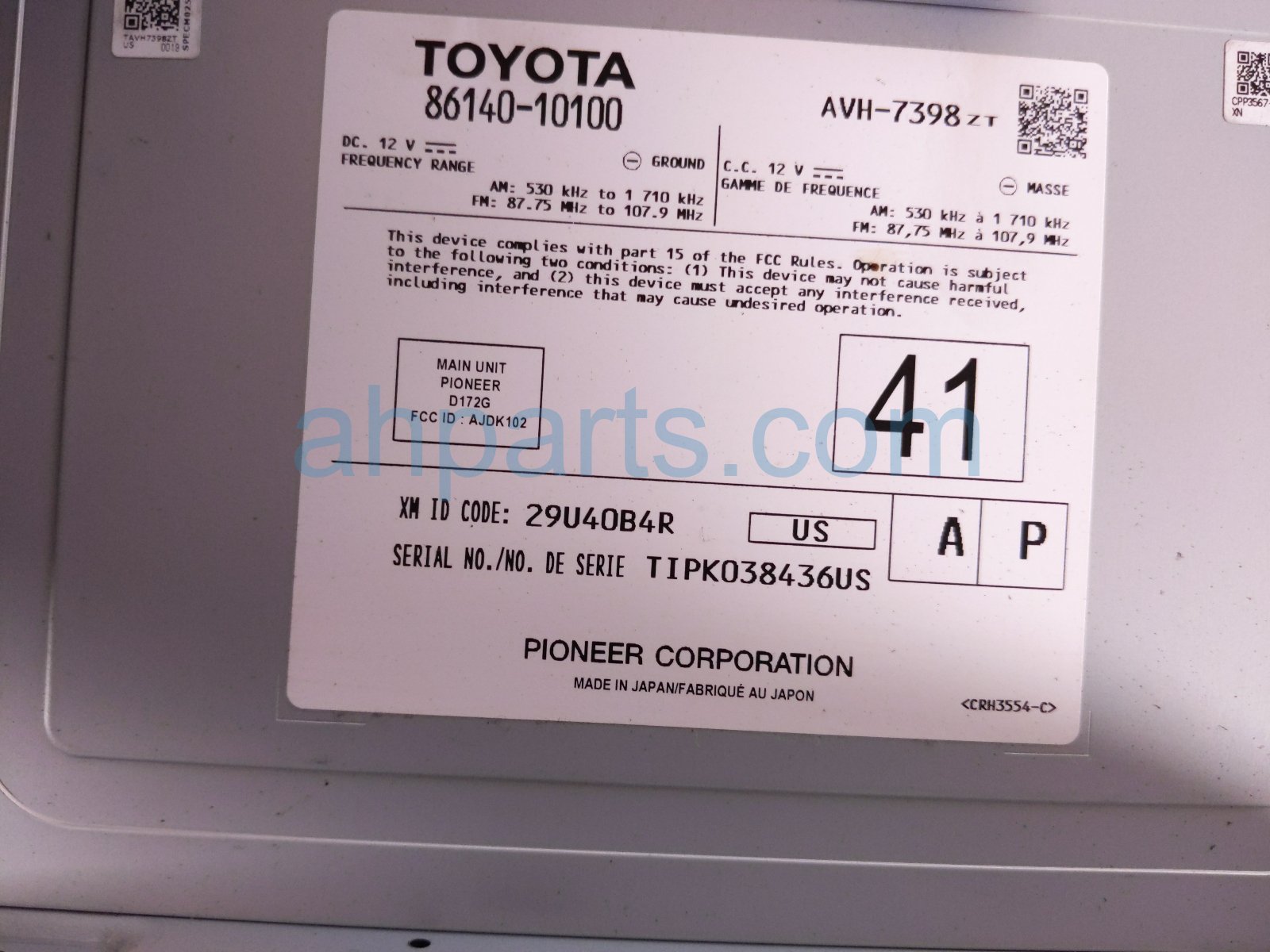2021 Toyota C HR Radio Receiver & Display Screen 86140 10100 Replacement 2021 Toyota C HR Radio Receiver & Display Screen 86140 10100 Replacement thumbnail